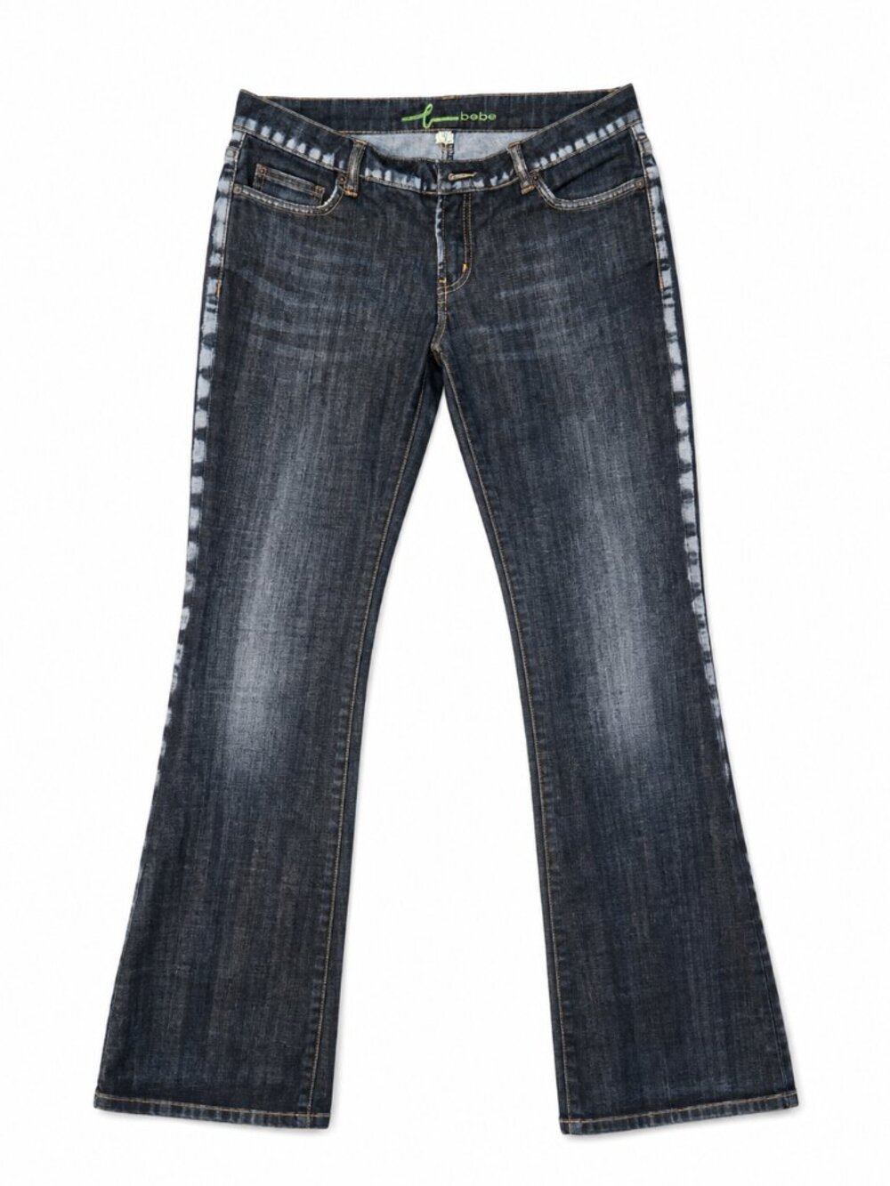 bebe Women's Size 30 Dark Wash Bootcut Flare Jeans Y2K Side Stripe